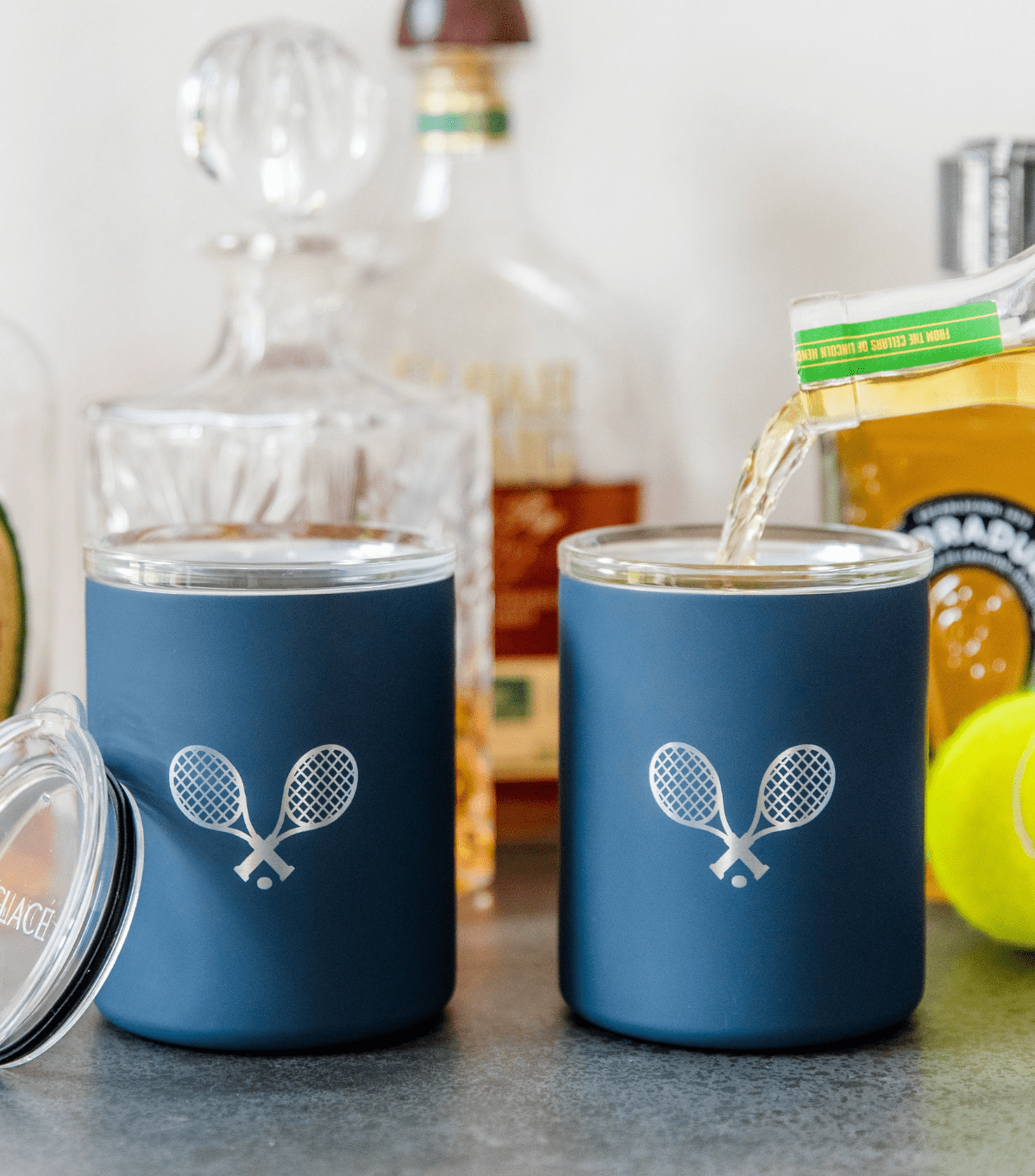 Limited Edition Tennis Set of 2 Whiskey in Navy