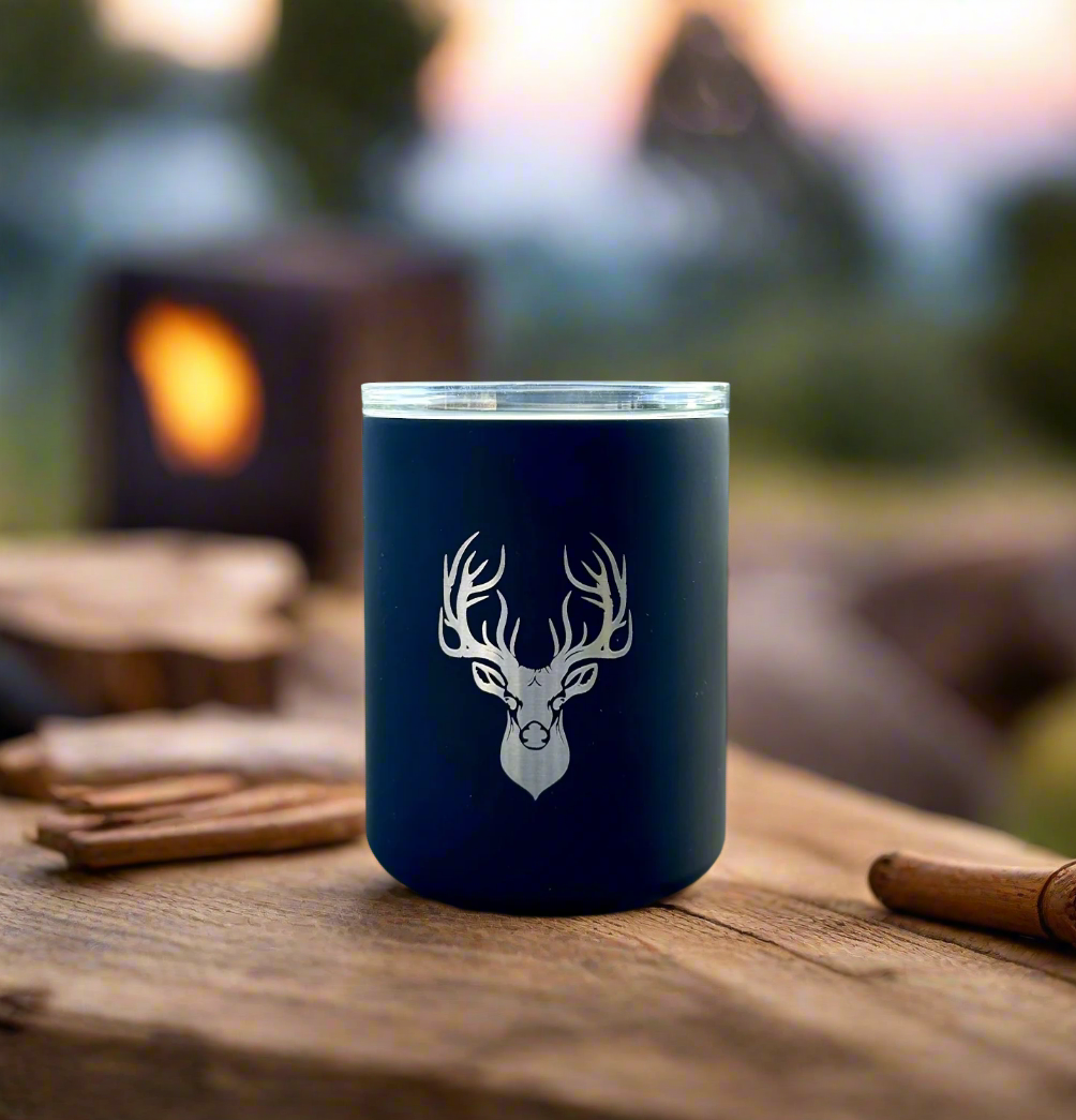 Limited Edition Deer Hunter Glass Lined Whiskey Glass in Black