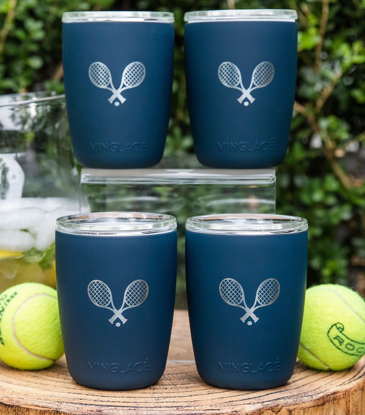 Limited Edition Tennis Set of 4 Everyday Glasses in Navy