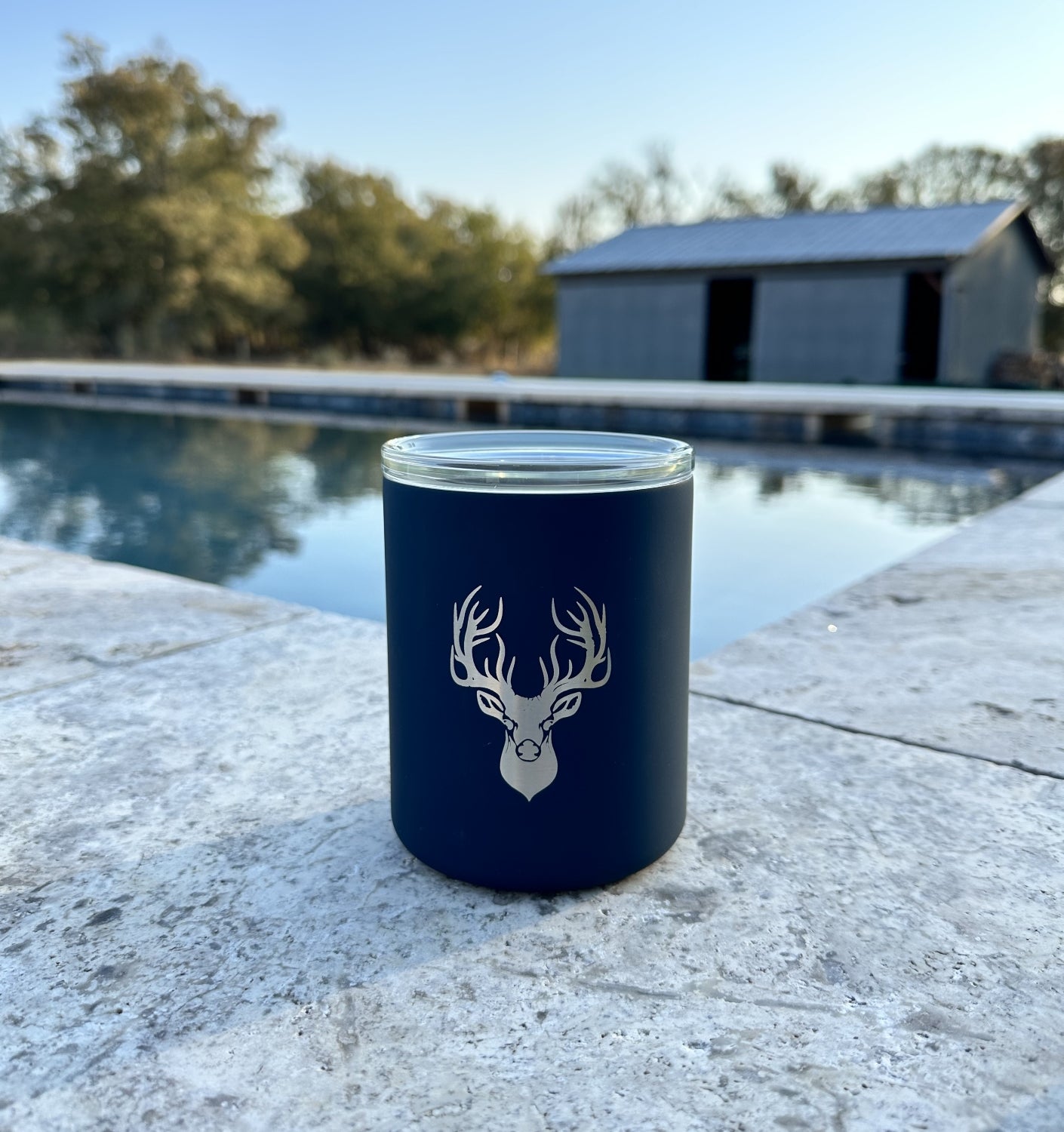 Limited Edition Deer Hunter Glass Lined Whiskey Glass in Navy