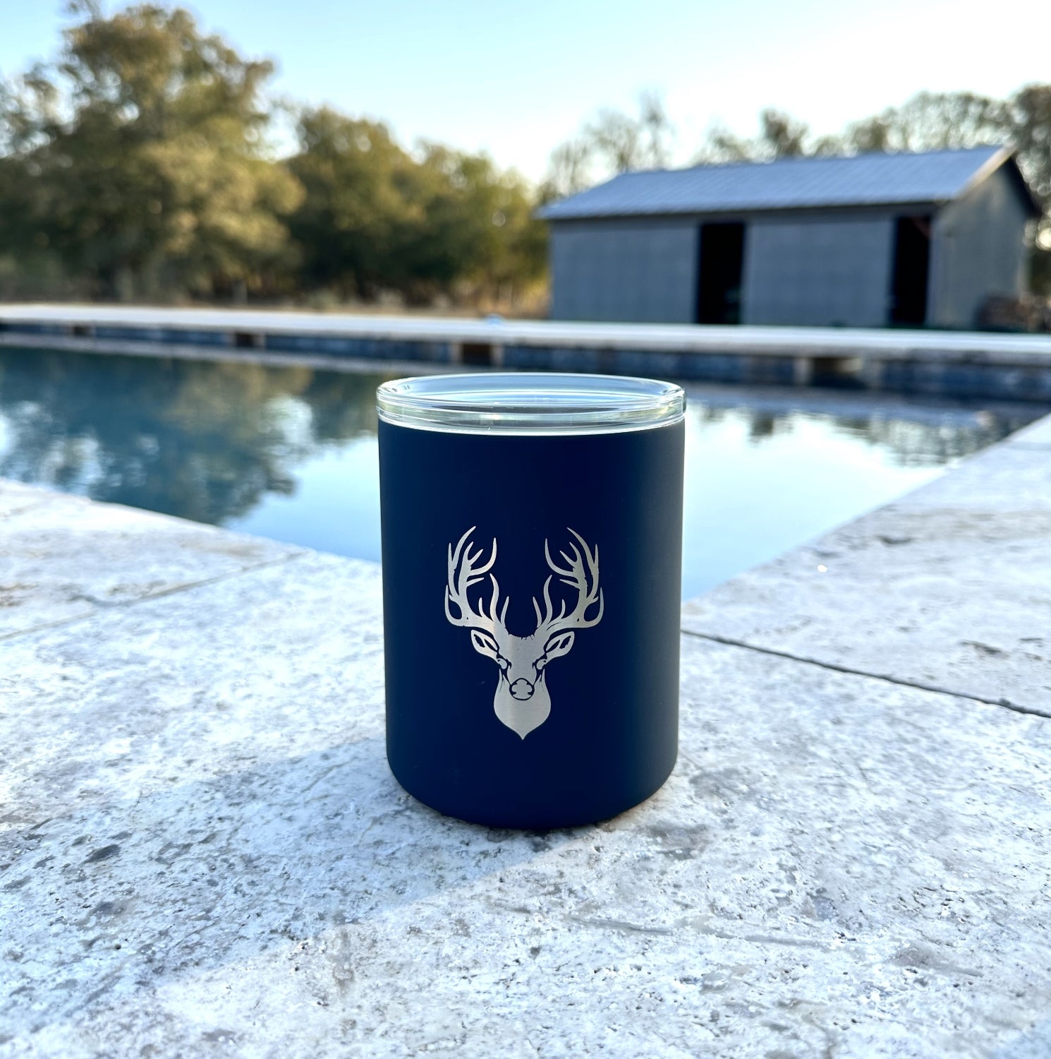 Limited Edition Deer Hunter Glass Lined Whiskey Glass in Navy