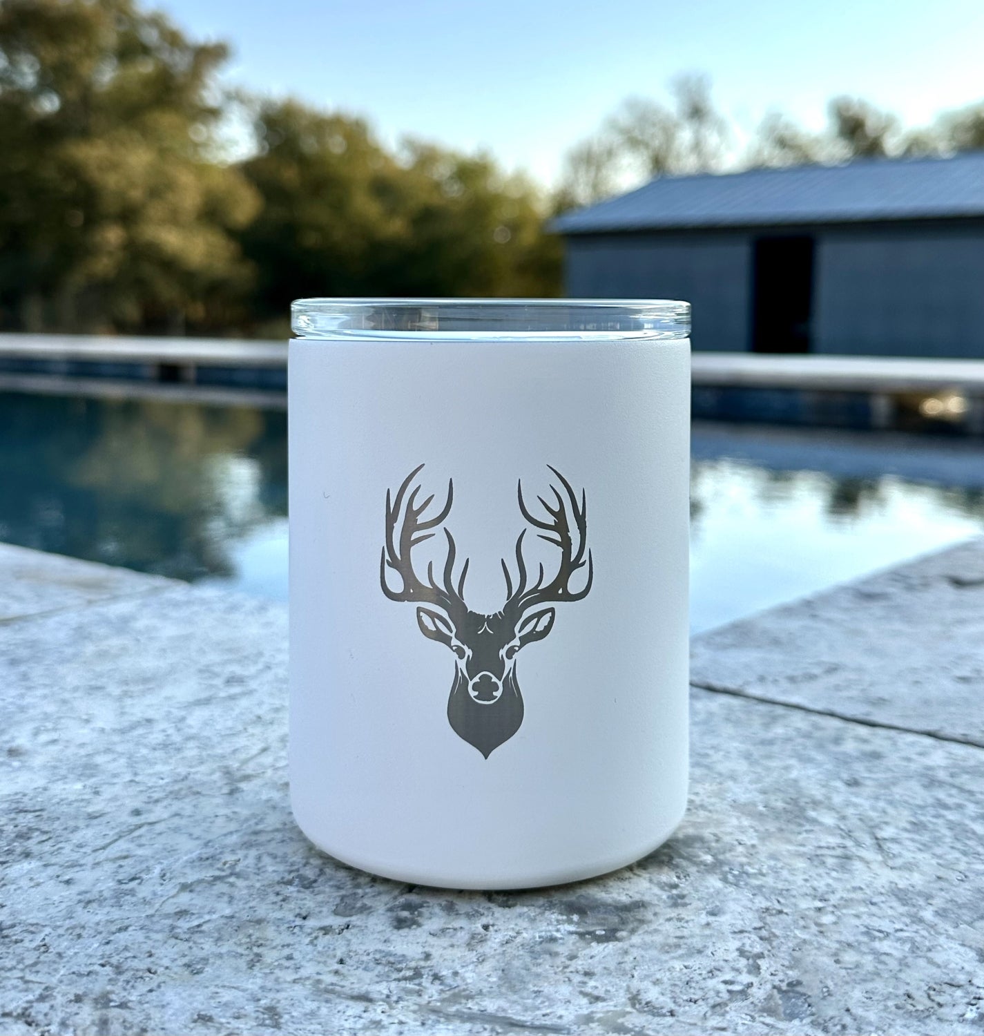 Limited Edition Deer Hunter Glass Lined Whiskey Glass in White