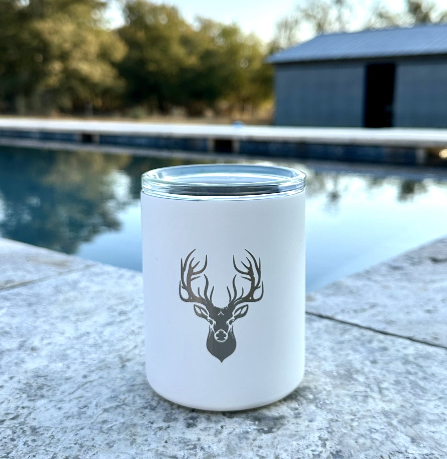 Limited Edition Deer Hunter Glass Lined Whiskey Glass in White